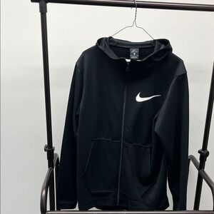 Nike Black Full-Zip Hoodie with White Swoosh Logo